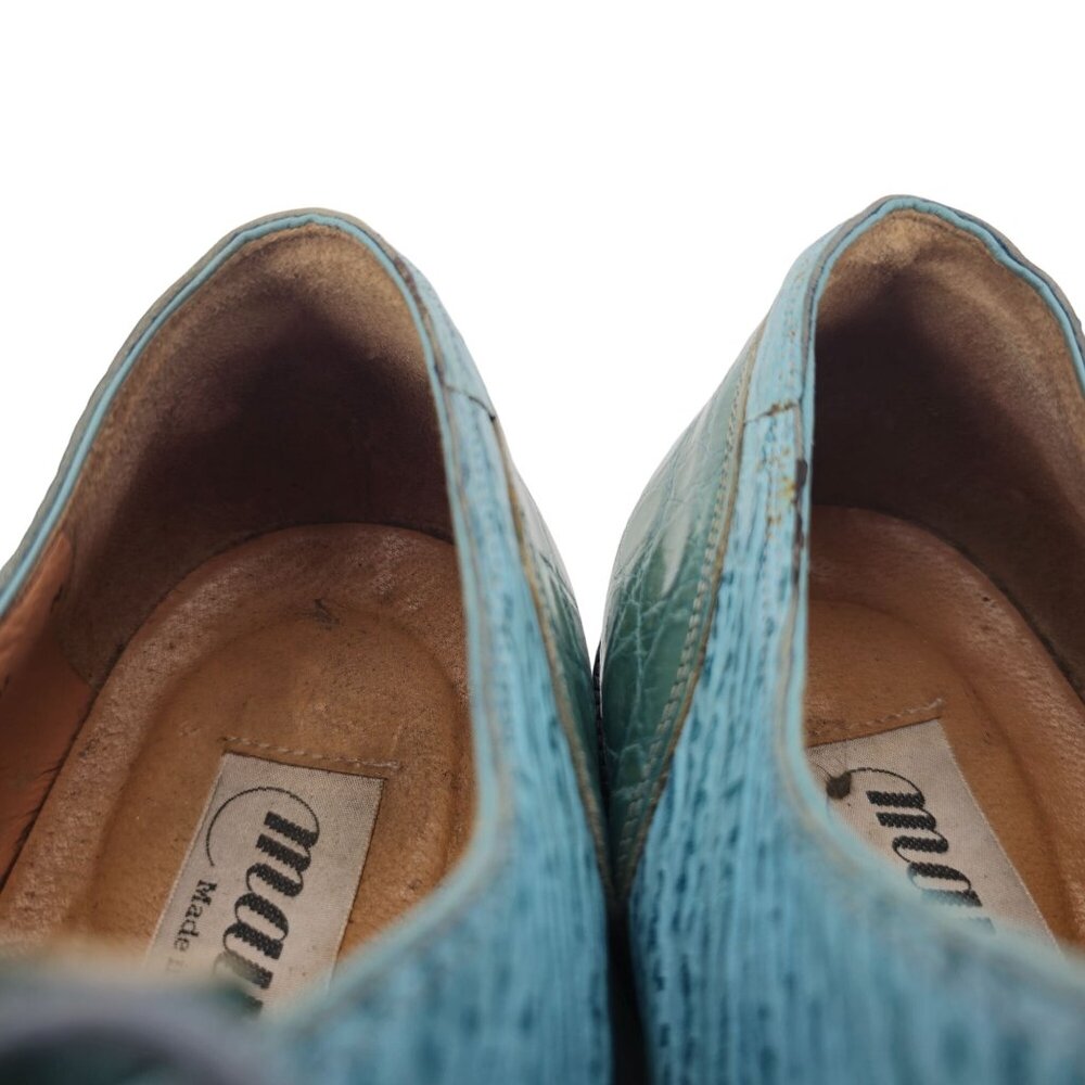 Vintage Mauri Alligator Sharkskin Italy Mens 10M Light Blue Leather Dress Shoes - Picture 10 of 11